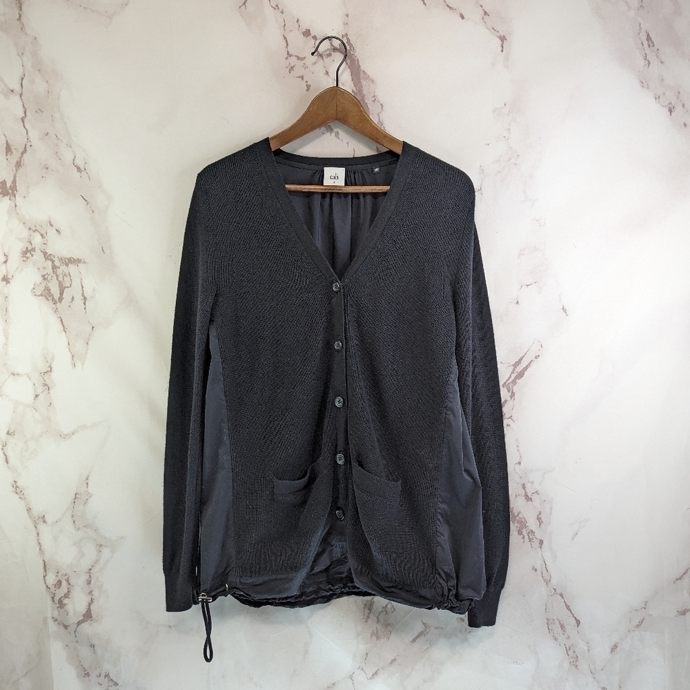 Cabi Cardigan Womens Small Black 5143 Windbreaker Sweater Button Multi Media